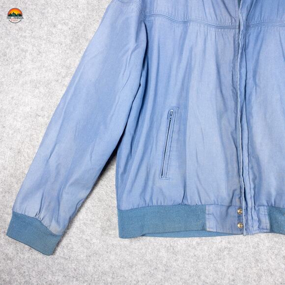 David Taylor Full-Zip Bomber Jacket Blue Long Sleeve Cottage Men's Size Large - Picture 9 of 15